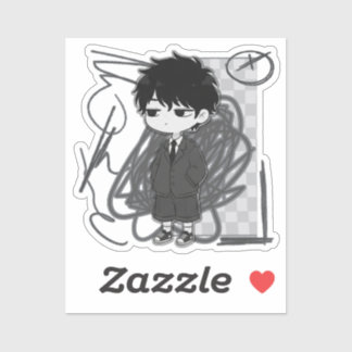 Sticker Illustration de garçon chibi en costume de burnout