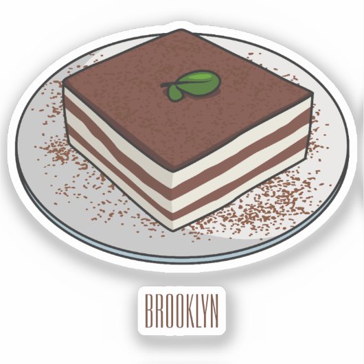 Sticker Illustration de gâteau de Tiramisu (Recto)