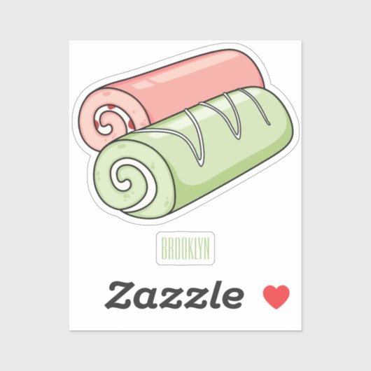 Sticker Illustration de gâteau suisse roll / roll (Feuille)