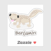 Sticker Illustration de gecko tan tan mignon (Feuille)