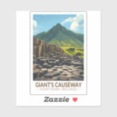 Sticker Illustration de Giant's Causeway Northern Ireland (Feuille)