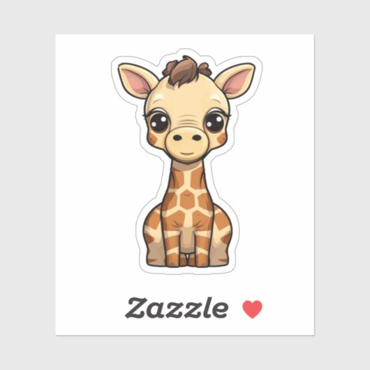 Sticker Illustration de girafe de dessin animé (Feuille)