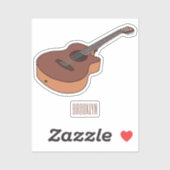 Sticker Illustration de guitare acoustique (Feuille)
