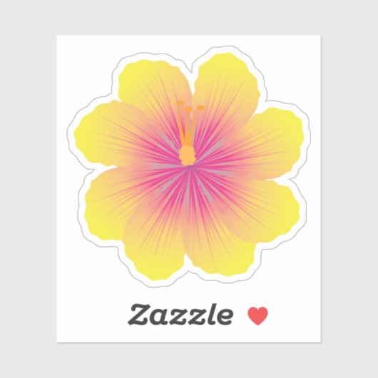 Sticker Illustration de Hibiscus Jaune (Feuille)