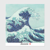 Sticker Illustration de Hokusai Big Blue Wave (Feuille)