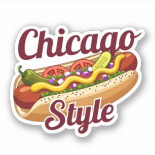 Sticker Illustration de hot-dog de style Chicago pour les