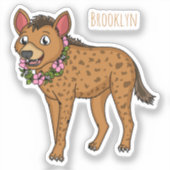 Sticker Illustration de Hyena et de fleurs (Recto)
