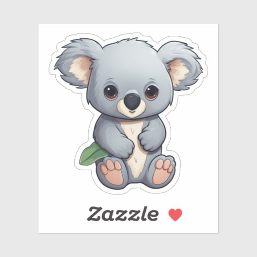 Sticker Illustration de koala du dessin animé (Feuille)