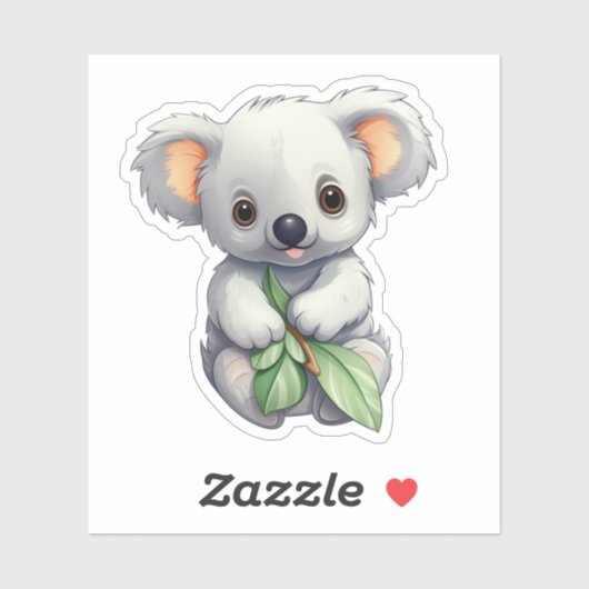 Sticker Illustration de koala du dessin animé (Feuille)