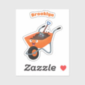 Sticker Illustration de la brouette en brouette orange trè (Feuille)