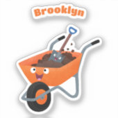 Sticker Illustration de la brouette en brouette orange trè (Recto)