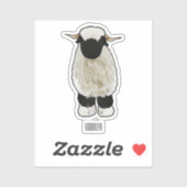 Sticker Illustration de la caricature de mouton Valais Bla (Feuille)