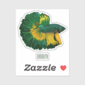 Sticker Illustration de la caricature de poisson de combat (Feuille)