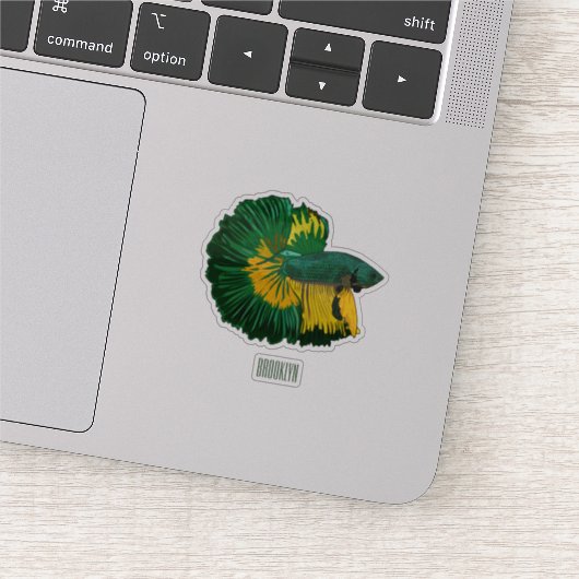 Sticker Illustration de la caricature de poisson de combat (Détail)