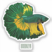 Sticker Illustration de la caricature de poisson de combat (Recto)