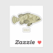 Sticker Illustration de la caricature du poisson de mérou (Feuille)