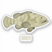 Sticker Illustration de la caricature du poisson de mérou (Recto)