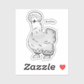 Sticker Illustration de la caricature du poulet Silkie (Feuille)