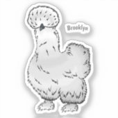 Sticker Illustration de la caricature du poulet Silkie (Recto)
