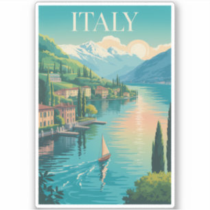 Sticker Illustration de la côte d'Amalfi en Italie, Art de