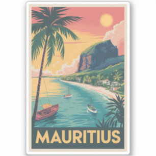 Sticker Illustration de la côte de Maurice Art de voyage v