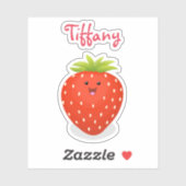 Sticker Illustration de la fraise Cute kawaii (Feuille)