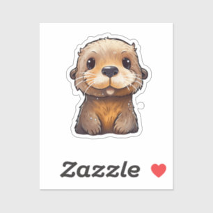 Sticker Illustration de la loutre de dessin