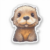 Sticker Illustration de la loutre de dessin (Recto)