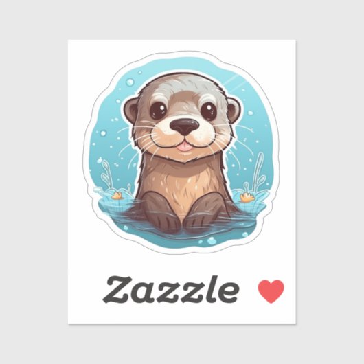 Sticker Illustration de la loutre de dessin (Feuille)
