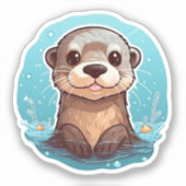 Sticker Illustration de la loutre de dessin (Recto)