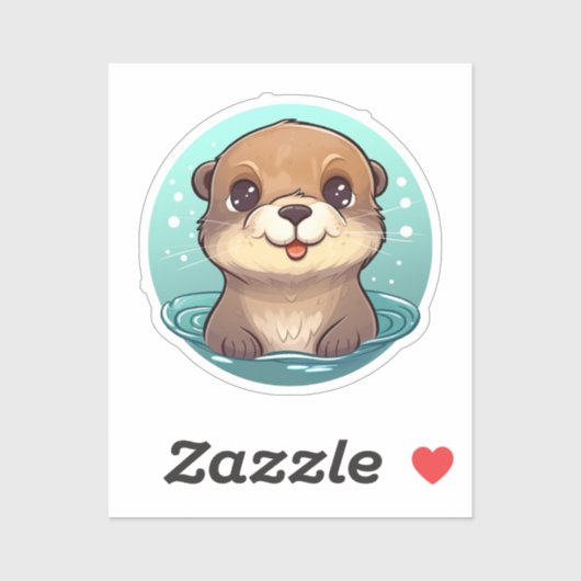 Sticker Illustration de la loutre de dessin (Feuille)
