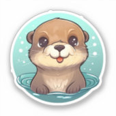 Sticker Illustration de la loutre de dessin (Recto)