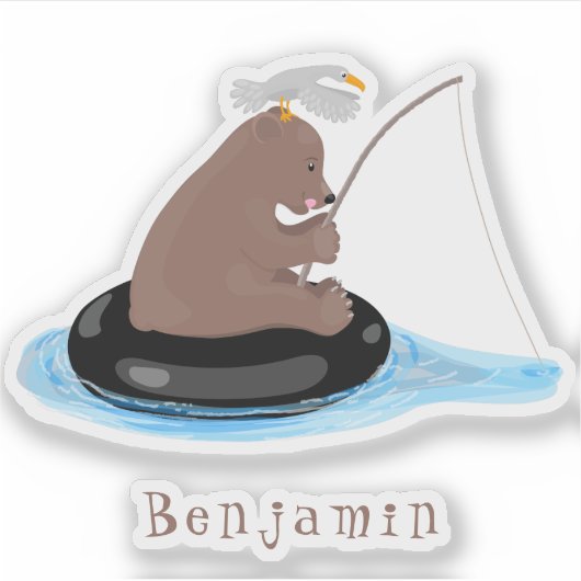 Sticker Illustration de la pêche de l'ourson mou (Devant)