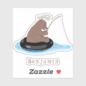 Sticker Illustration de la pêche de l'ourson mou (Feuille)