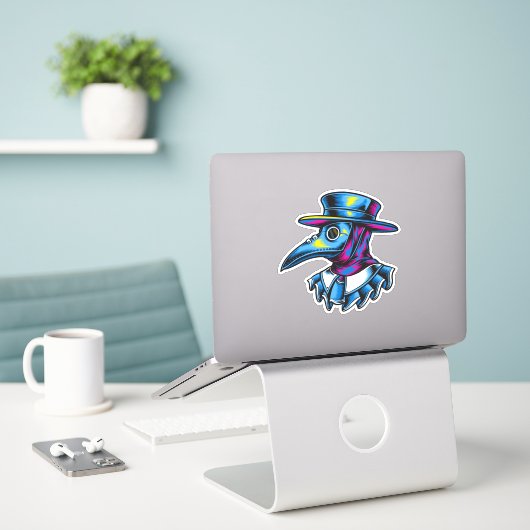 Sticker Illustration de la peste (Ordinateur portable sur le bureau)