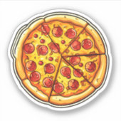Sticker Illustration de la pizza caricaturale (Devant)