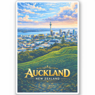 Sticker Illustration de la skyline d'Auckland Nouvelle-Zél