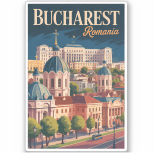 Sticker Illustration de la skyline de Bucarest Art de voya