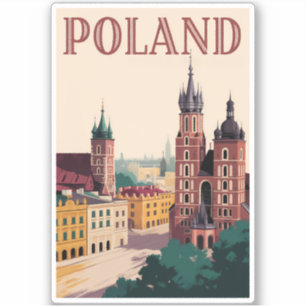Sticker Illustration de la skyline de la Pologne Art de vo
