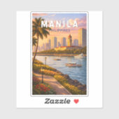 Sticker Illustration de la skyline de Manille Philippines (Feuille)