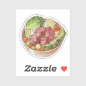 Sticker Illustration de la soupe de boeuf et de chou (Feuille)