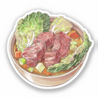 Sticker Illustration de la soupe de boeuf et de chou