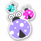 Sticker Illustration de Ladybugs bleu mignon rose (Devant)