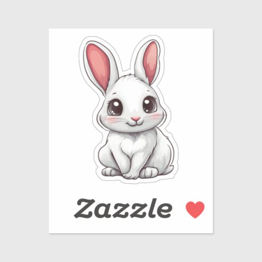 Sticker Illustration de lapin de dessin (Feuille)