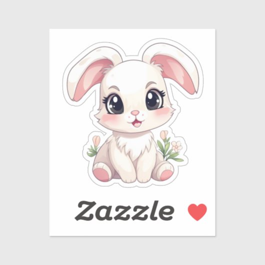 Sticker Illustration de lapin de dessin (Feuille)