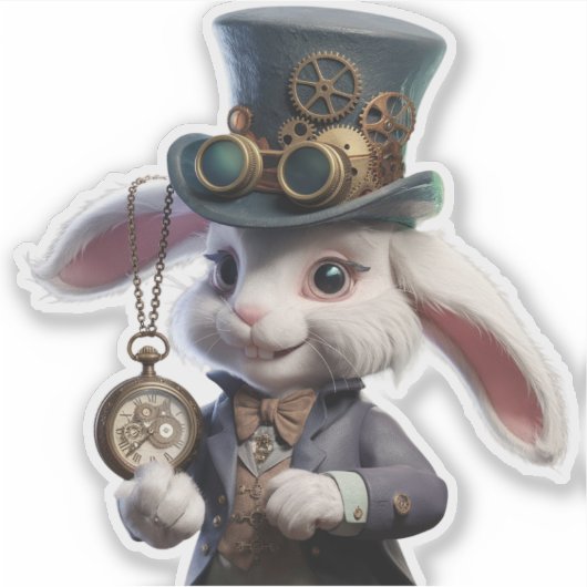 Sticker Illustration de lapin Steampunk (Devant)