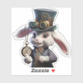 Sticker Illustration de lapin Steampunk (Feuille)