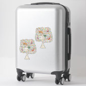Sticker Illustration de l'arbre animal Peinture Oiseaux Ch (Sur valise)