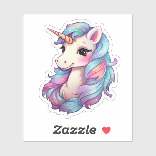 Sticker Illustration de licorne de dessin (Feuille)