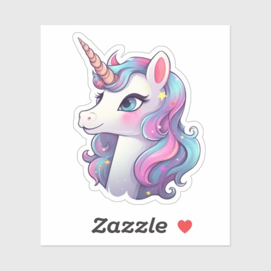 Sticker Illustration de licorne de dessin (Feuille)